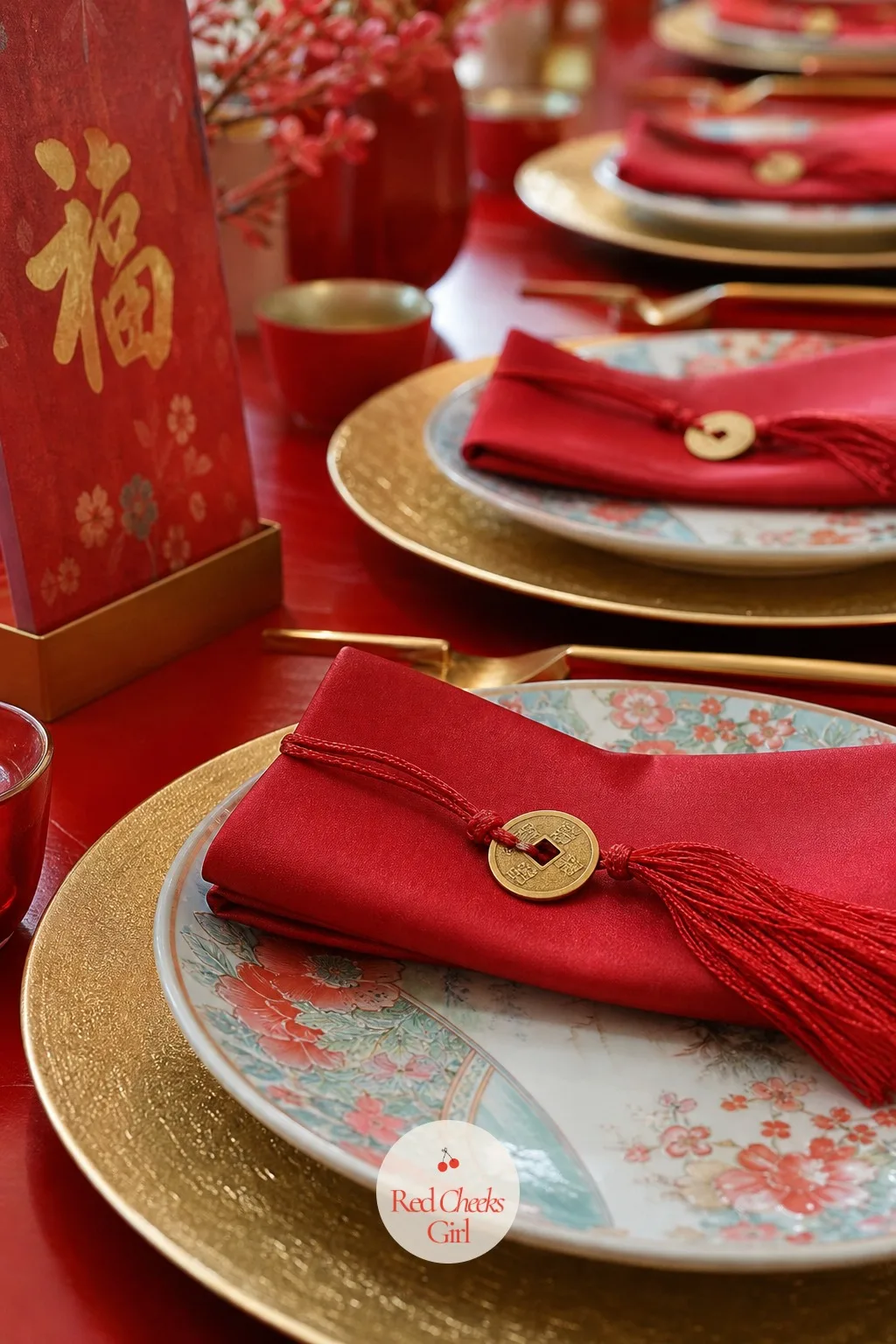 Lucky Coin Tassel at Every Plate — A folded napkin alone says nothing. Lunar new year