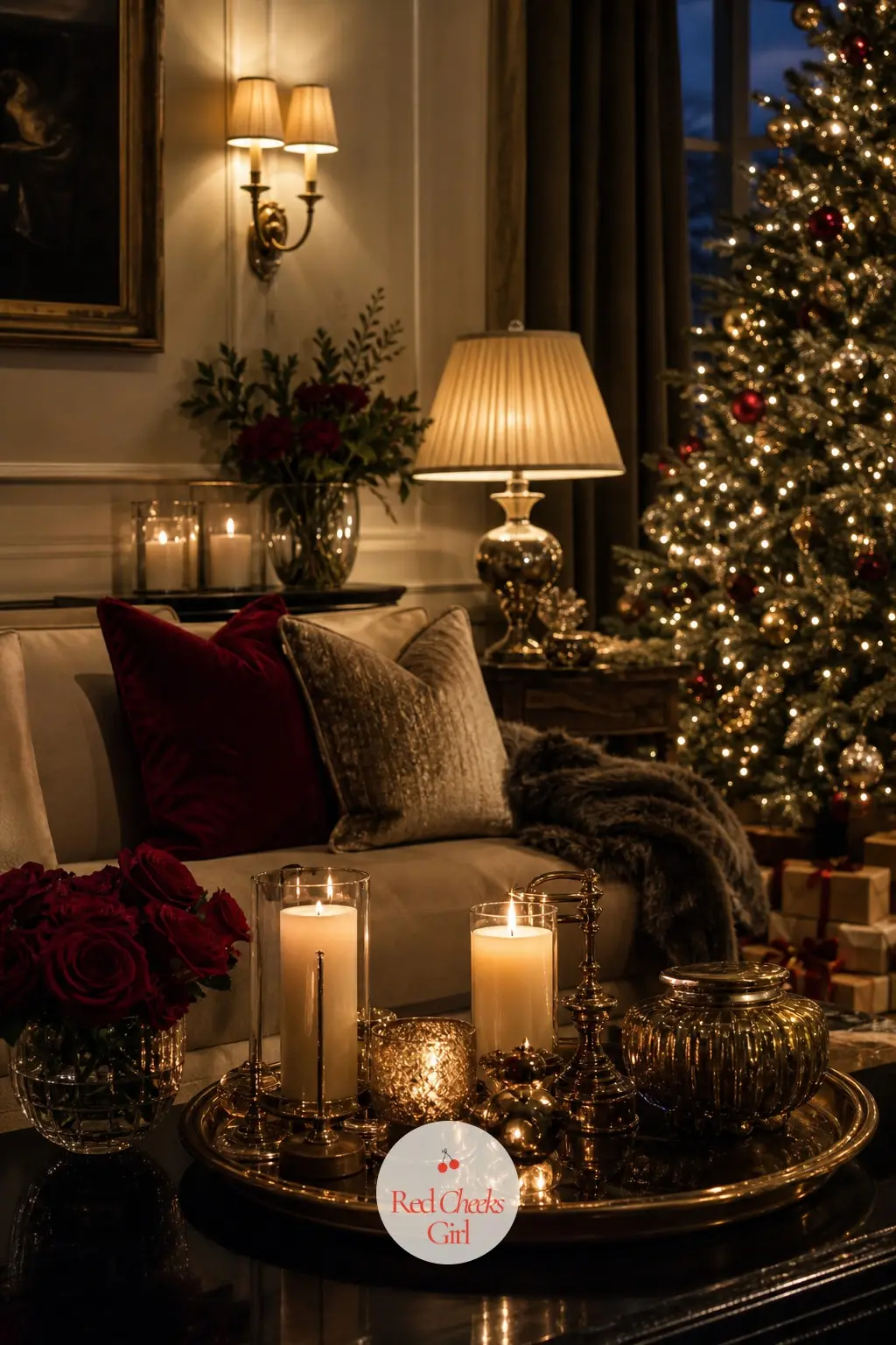 The Lighting Plan for After Dark — No single overhead light stays on after guests arrive. Luxury christmas decor