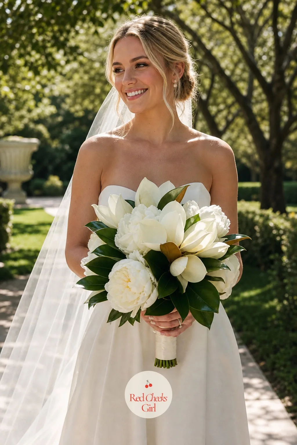 Magnolia Bouquet — Real magnolia blooms bruise if you so much as look at them wrong, which is why most florists build the bouquet itself from faux or silk