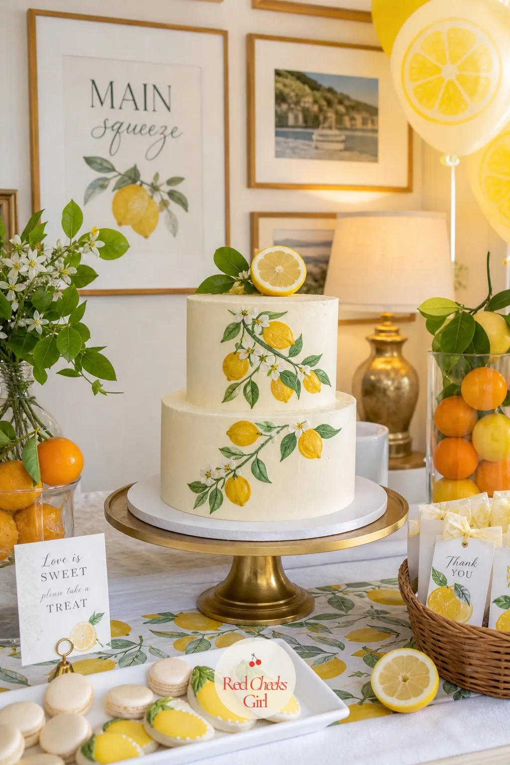 Lemon Cake — The dessert table needs one clear centre, and the cake earns that spot, raised above everything else on its own stand where the whole room can see