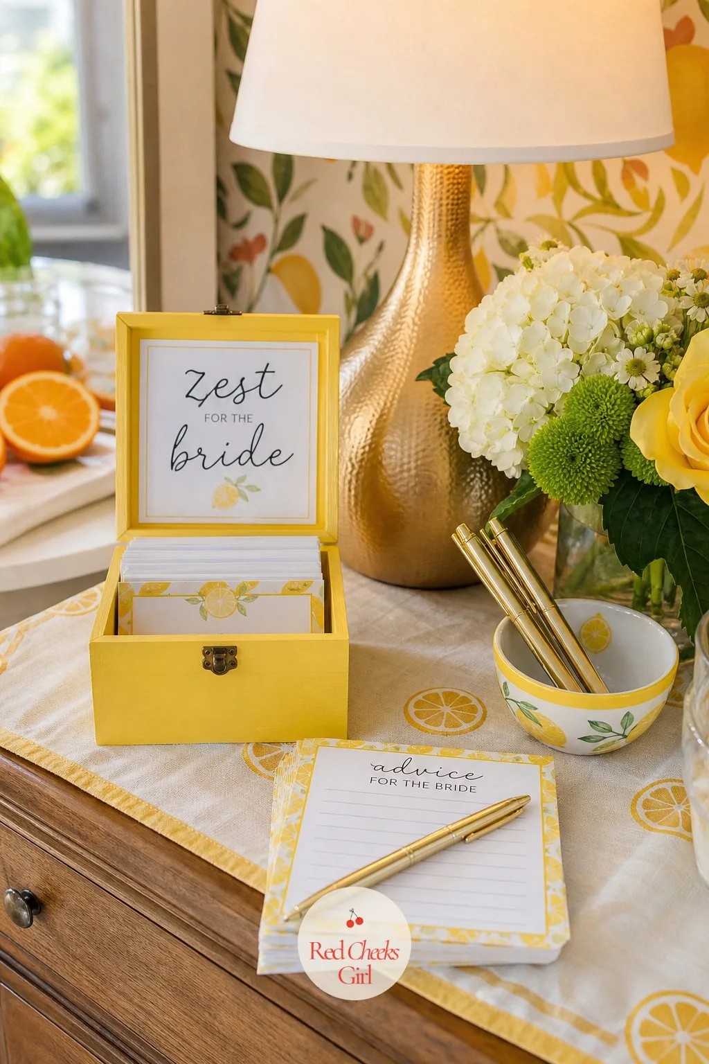 'Zest For The Bride' Advice Cards — Somewhere between the cake and the gifts, guests want a quiet moment to write something down instead of talking, and a card