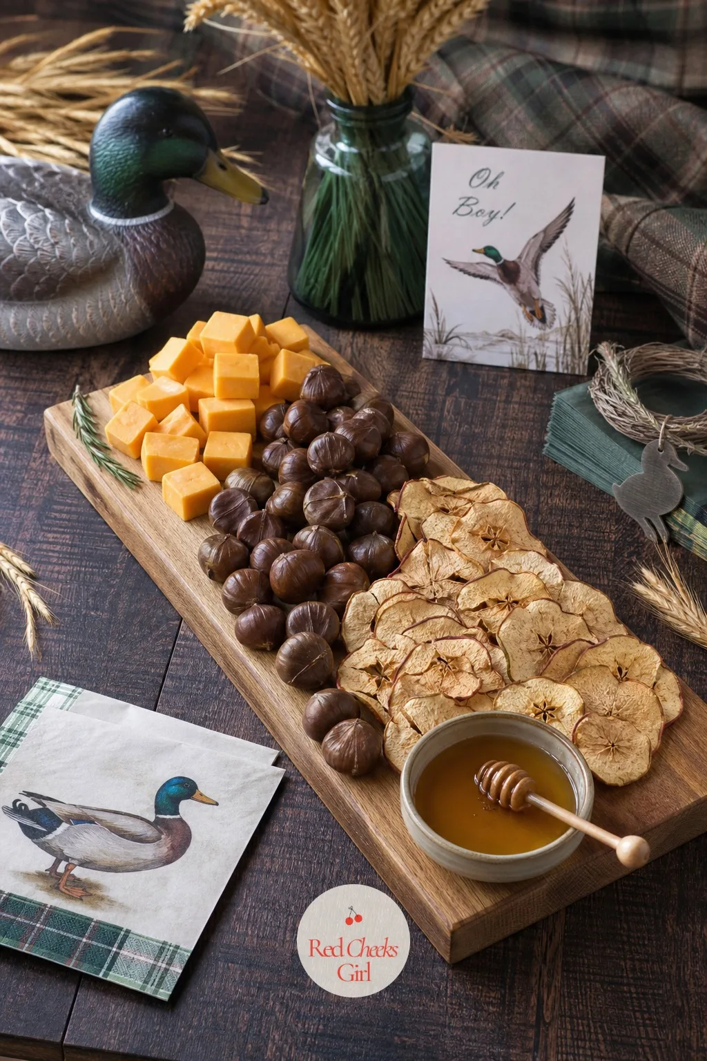 Chestnut and Cheddar Marsh Board — A cheese board covers the savory table single-handedly if it is built with enough going on across it. Mallard duck baby