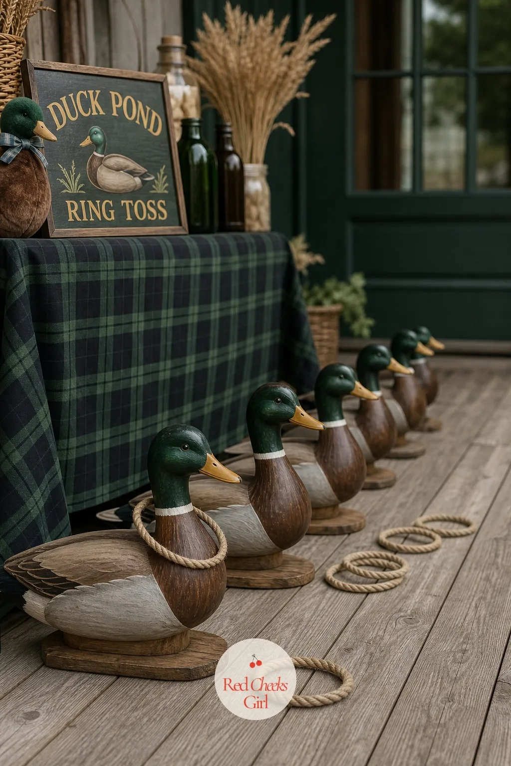 Duck Pond Ring Toss — A quiz with a pencil gets ignored by half the room, a game people can actually throw something at gets played by everyone. Mallard duck