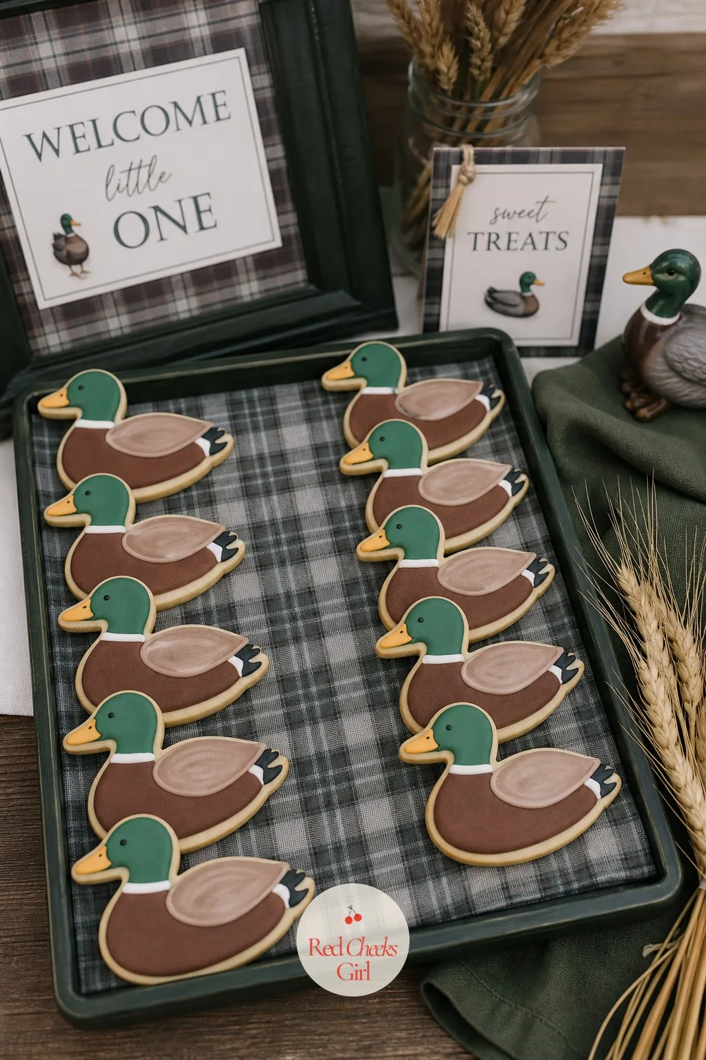 Mallard Duck Sugar Cookies — A tray of plain sugar cookies does not photograph, and this theme has already given the baker a lot to work with. Mallard duck