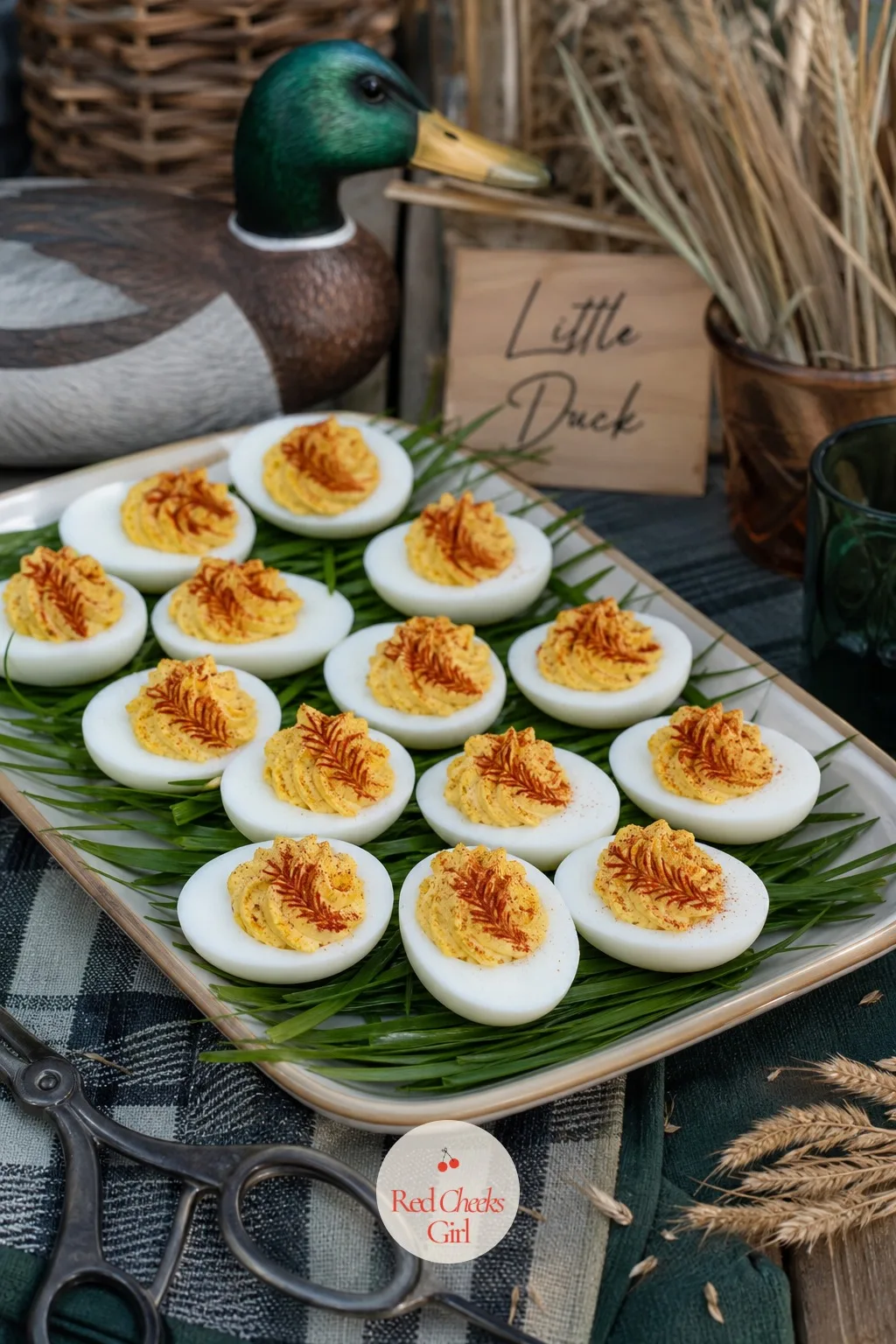Marsh Deviled Eggs with Smoked Paprika Feathers — Deviled eggs show up at every shower anyway, so the only real work here is making them look like they belong