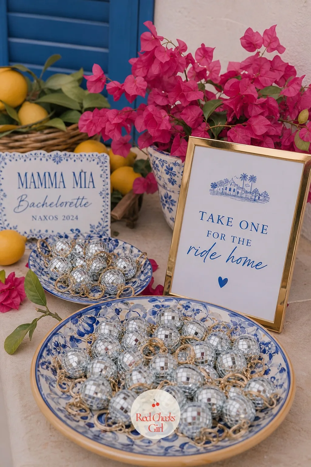 Mini Disco Ball Keychain Favors — The last object she touches on the way out should still carry the theme in her hand, not just on the table she is leaving.