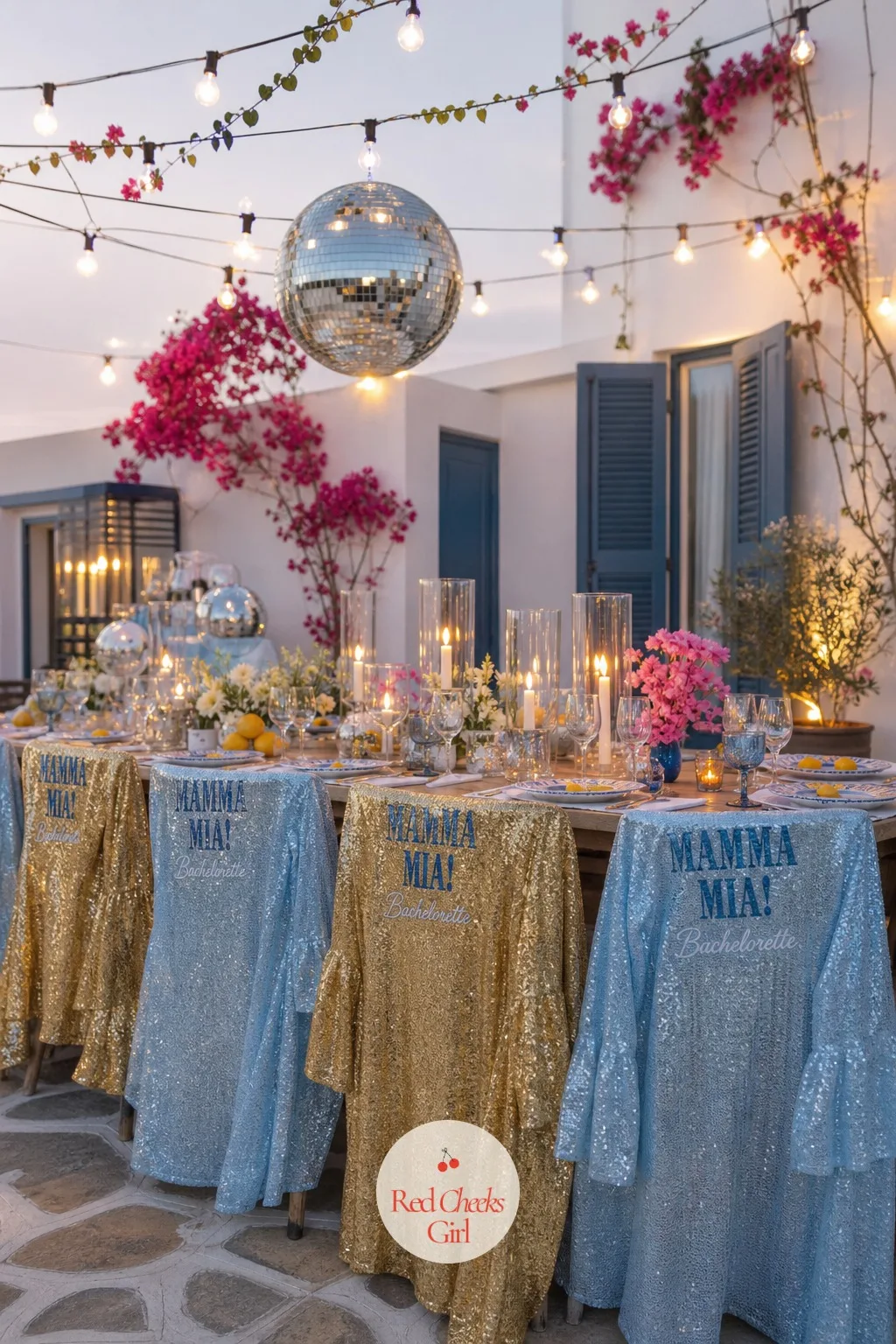 Sequin Cover-Ups for the Night Switch — Daytime whites and denim do not need to carry the whole night. Mamma mia bachelorette party