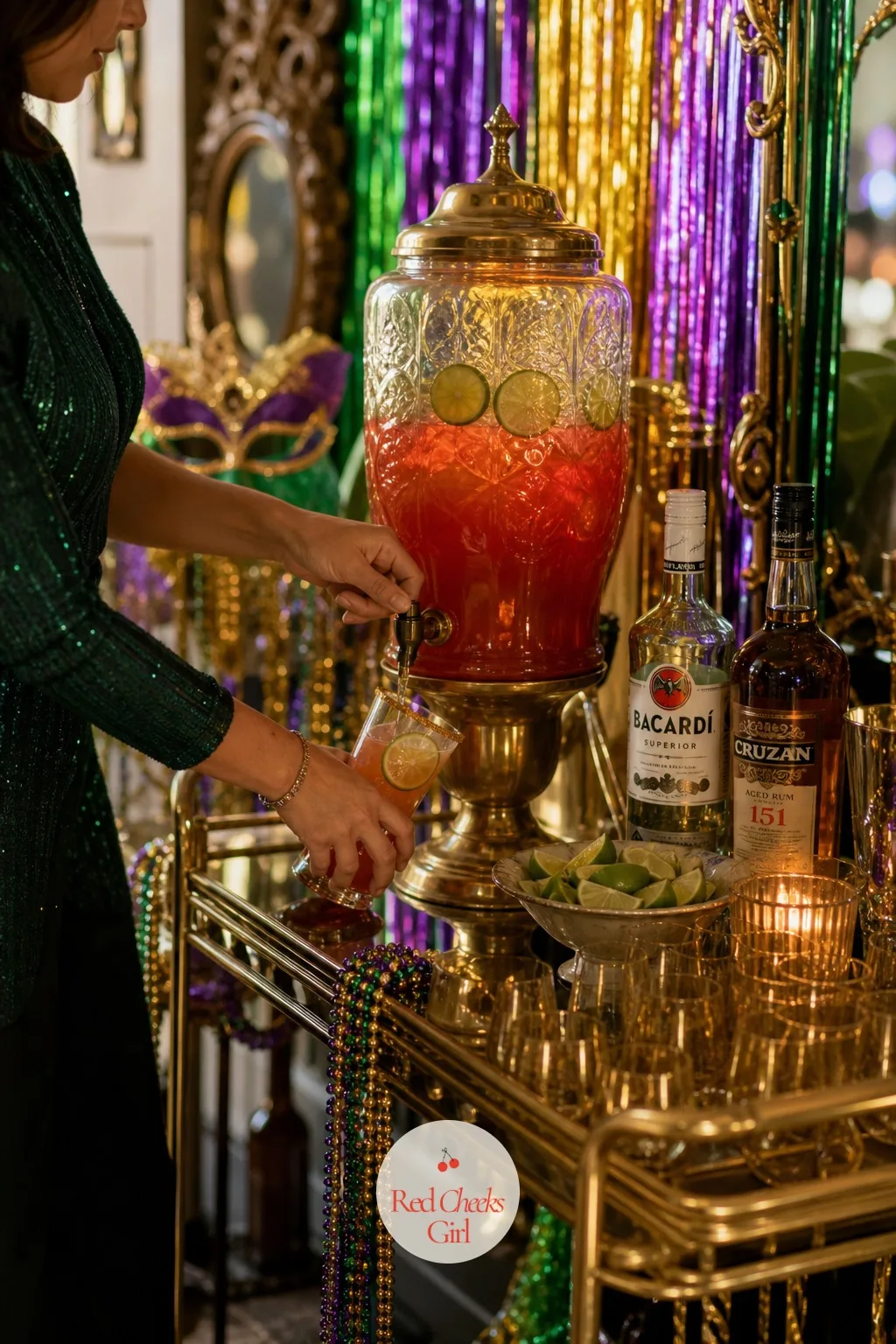 Hurricane Bar For The Grown-Ups — The grown up table wants the real version standing next to the kids' pitcher, not instead of it. Mardi gras party
