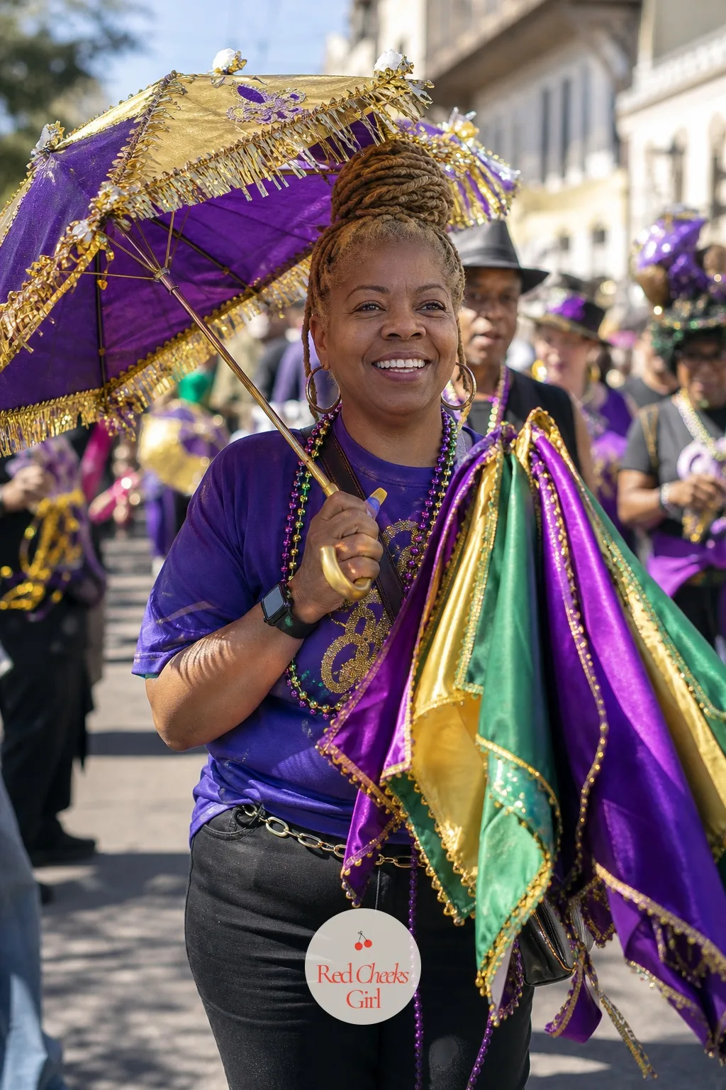 Second Line Parade With Parasols And Handkerchiefs — New Orleans does not really do a party without a parade through the middle of it, even a small one through