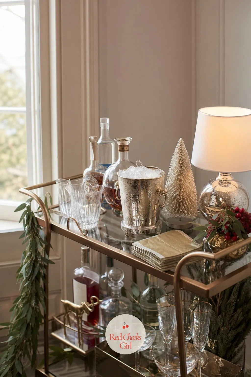 The Bar Cart — A bar cart left as-is through the holidays looks like it belongs to a different season entirely. Martha stewart christmas decorations