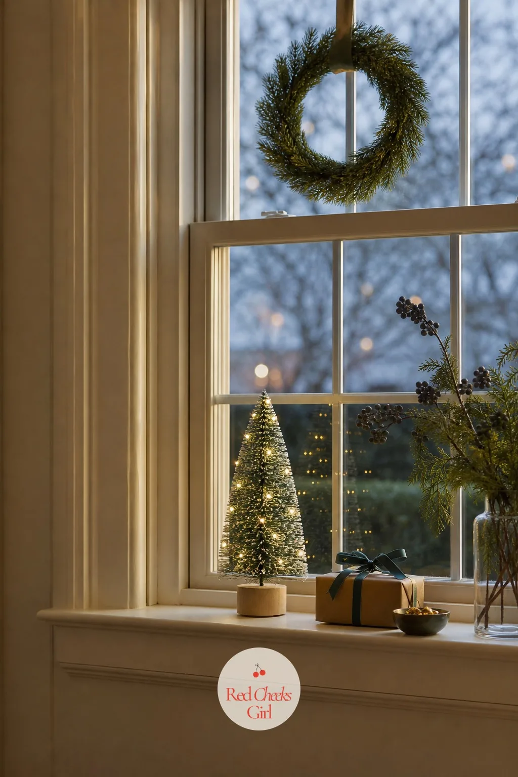 The Windowsill Tree — A windowsill without a tree looks like an afterthought once the wreath above it is up. Martha stewart christmas decorations