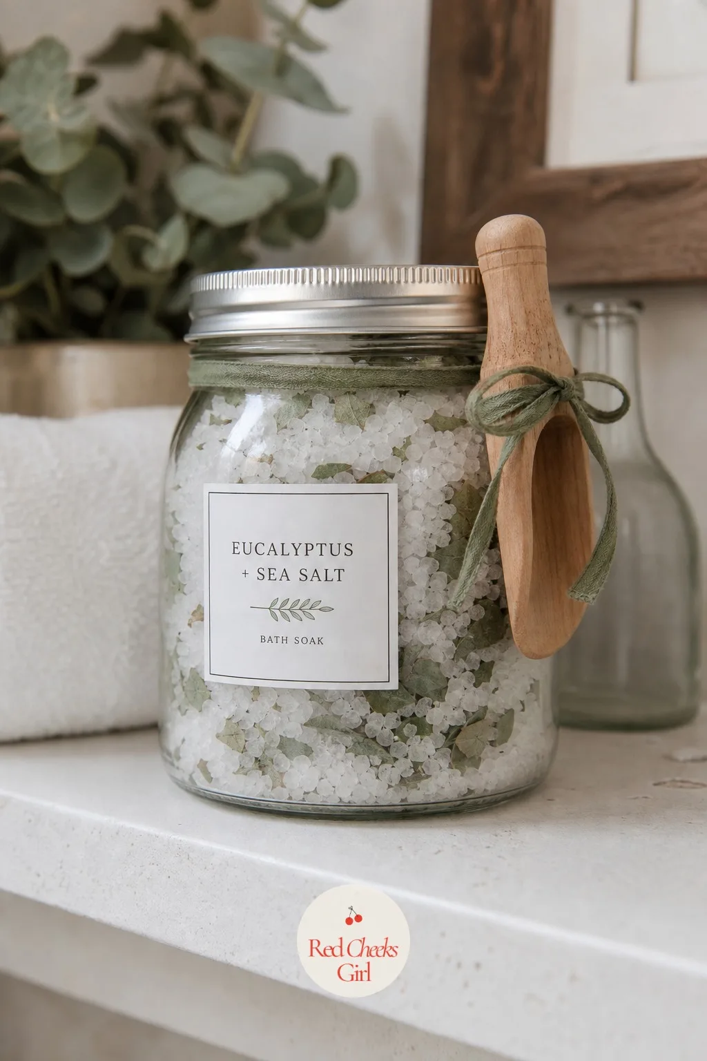 Eucalyptus and Sea Salt Bath Soak Jar — By late December most people on a gift list have enough sweets already. Mason jar christmas crafts