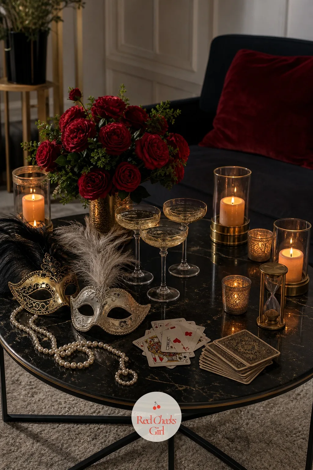 The Coffee Table Set for Midnight — Every masquerade needs one low surface where the countdown actually happens, and a coffee table does the job better than