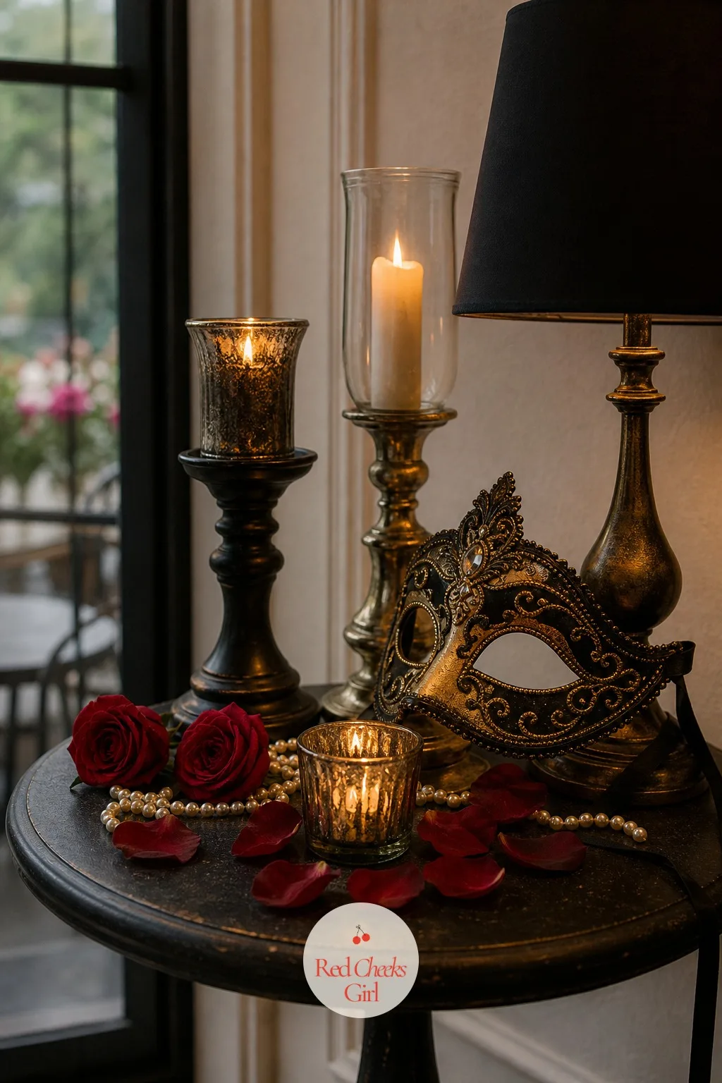 A Side Table Lit With a Trio of Mismatched Candles — Every room has one small table that gets ignored once the main scenes are built, usually beside a chair