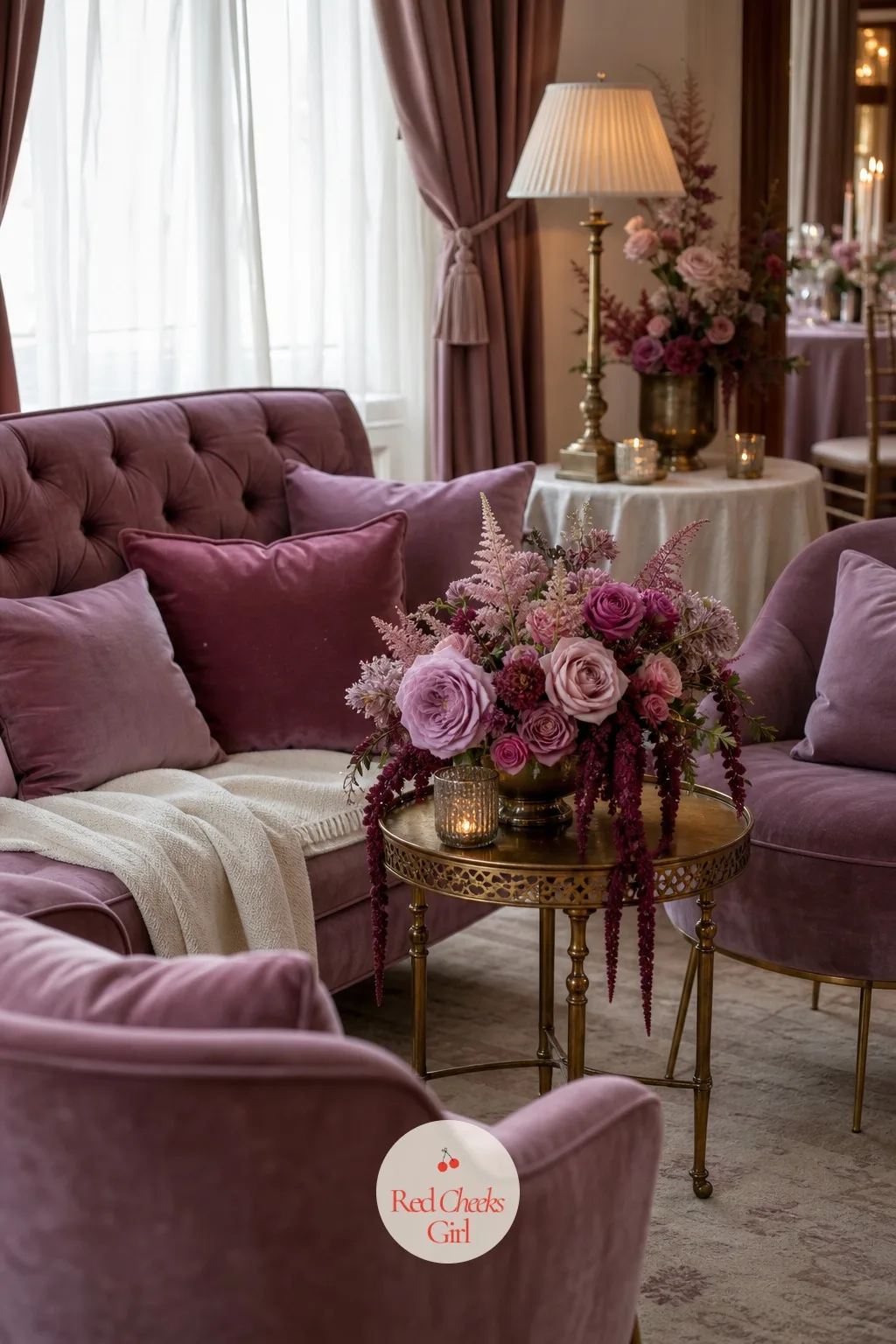 The Lounge Corner — Cocktail hour drags the moment every chair is already claimed for dinner. Mauve wedding