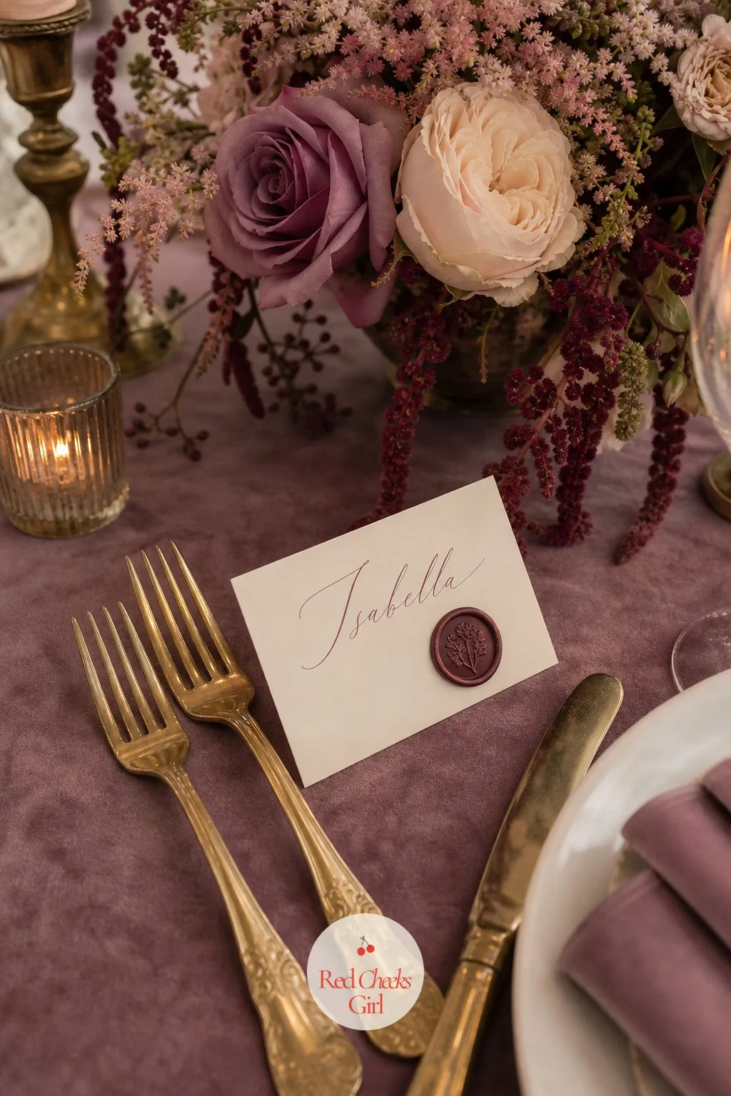The Place Cards — A guest hovering over a table full of strangers' seats is never a great start to dinner. Mauve wedding
