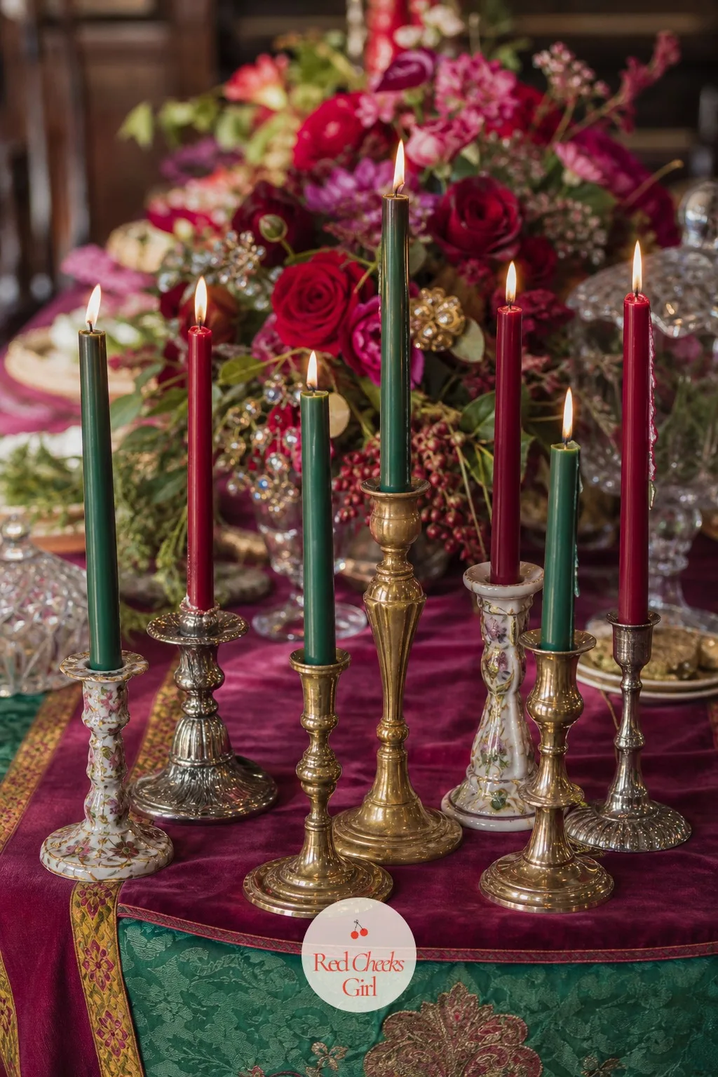 Mismatched Vintage Candlesticks — A single matching pair of candlesticks looks like it came straight out of a box. Maximalist wedding decor