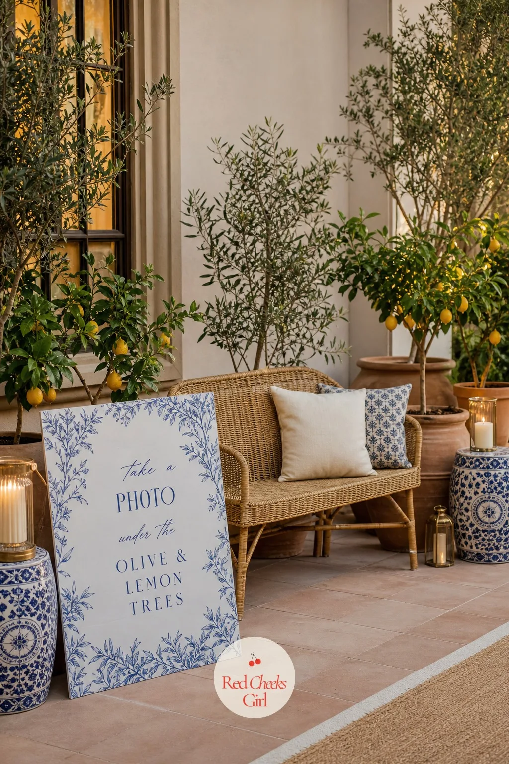 Citrus Grove Photo Corner — Guests always end up taking their own photos somewhere, so give them a spot worth standing in rather than a random corner of the