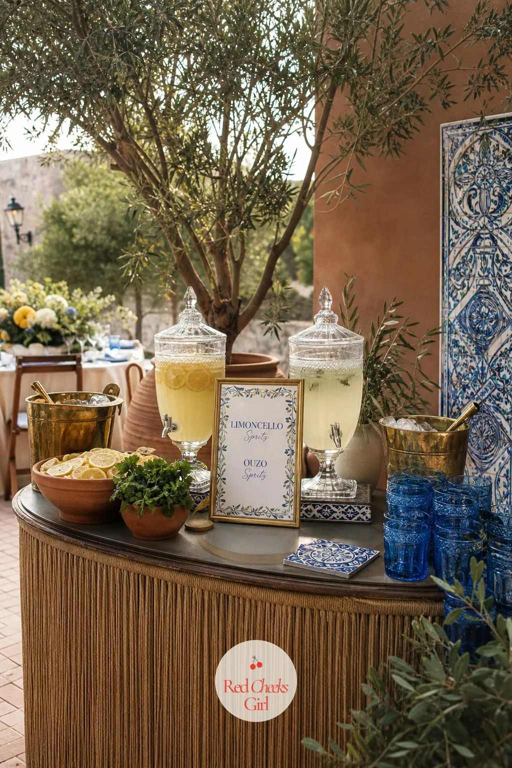 Limoncello and Ouzo Spritz Bar — A standard open bar does not say anything about where this wedding is pretending to be. Mediterranean wedding