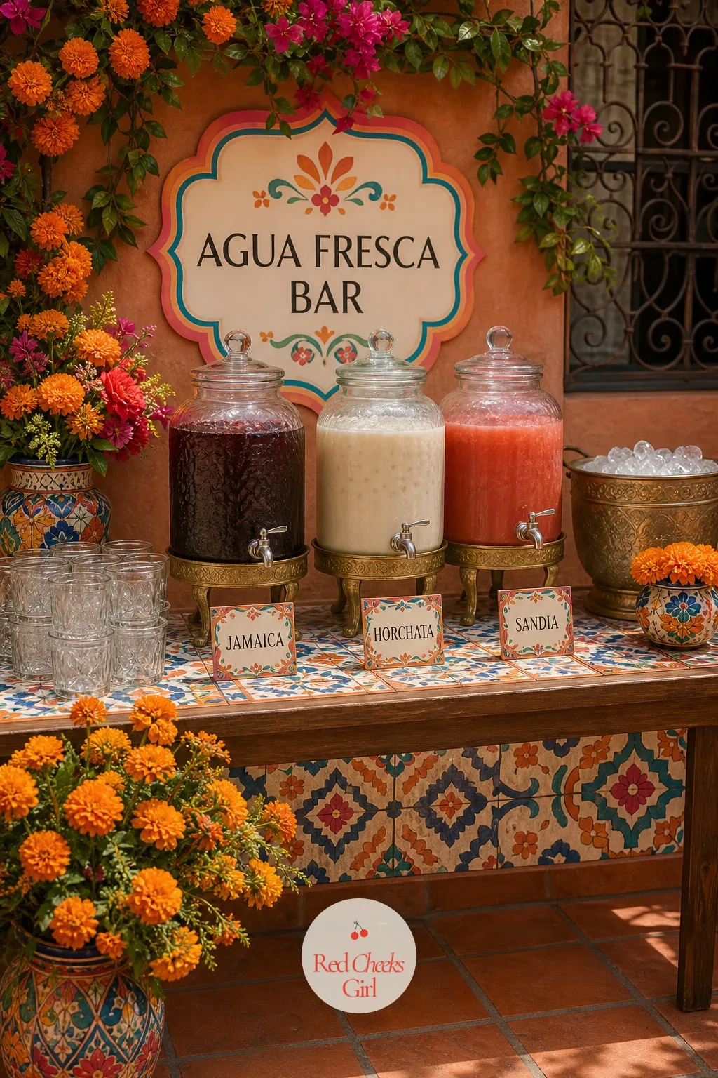 The Agua Fresca Bar — This is the drink station for anyone not drinking, and it should look as considered as the margarita table next to it. Mexican wedding