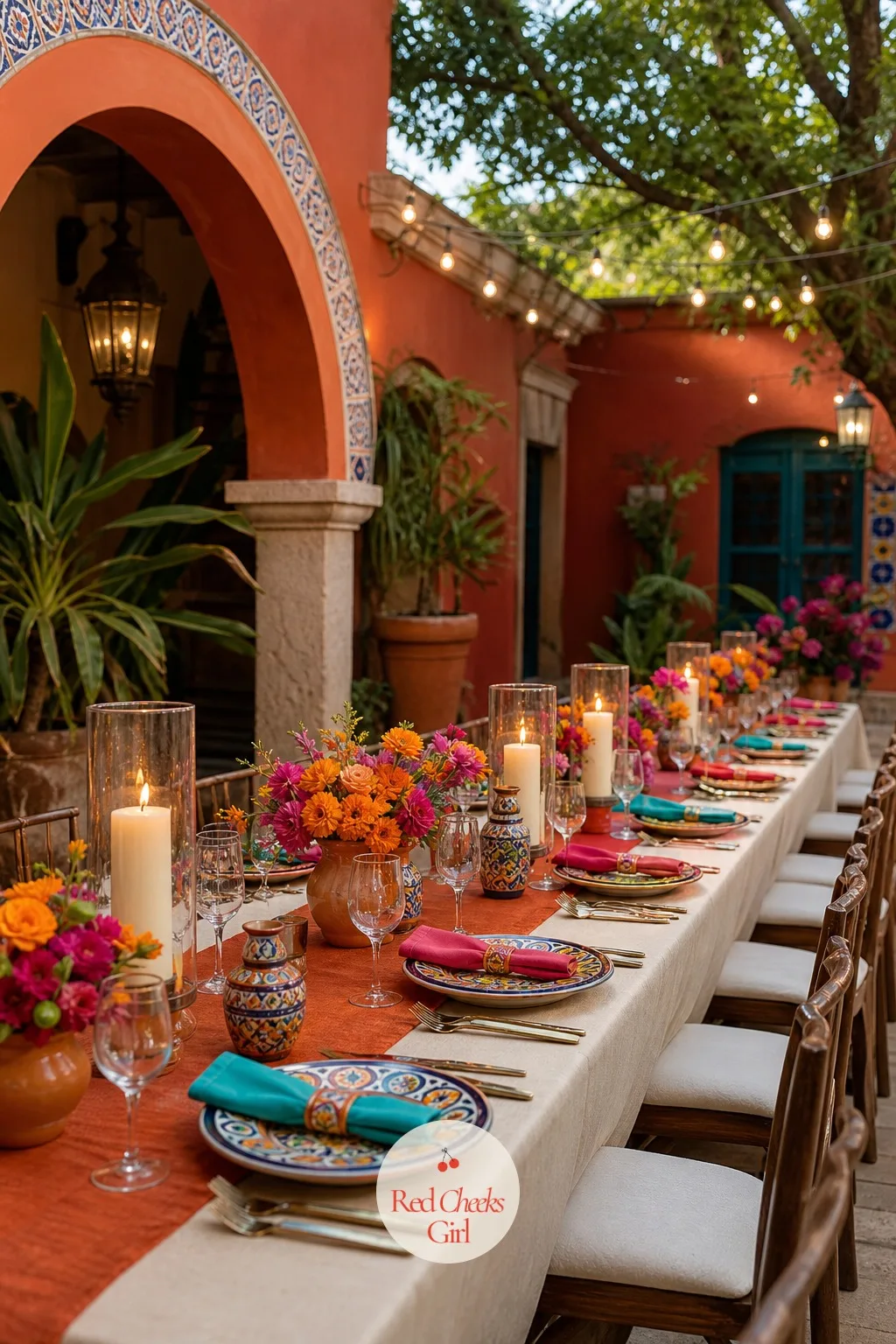 The Dinner Table Setting — She will judge this table before she tastes a single bite, so it has to hold together as one picture: cream cloth underneath
