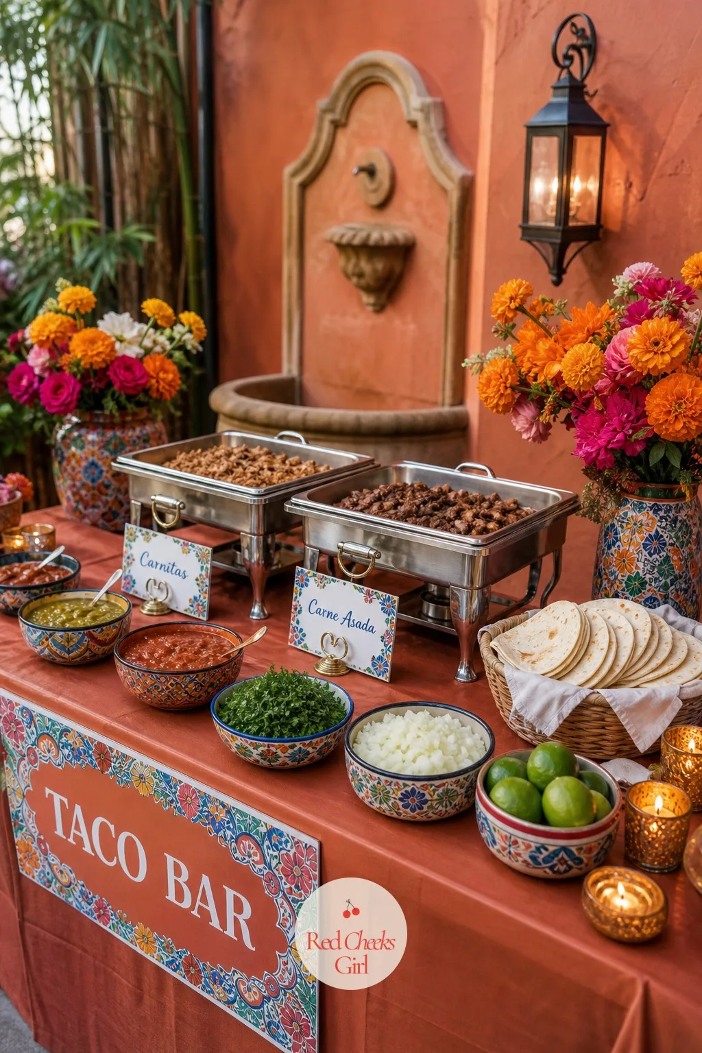 The Taco Bar — Dinner here is not a plated course, it is a table she walks along more than once. Mexican wedding