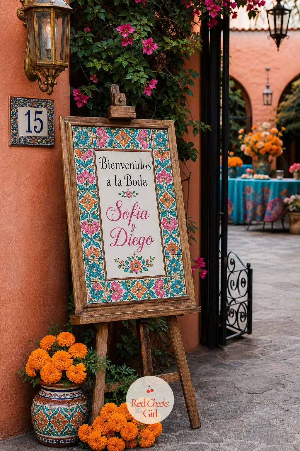 The Welcome Sign — This is the first thing a guest reads, before they even find their seat, so it sets the tone before the music does. Mexican wedding