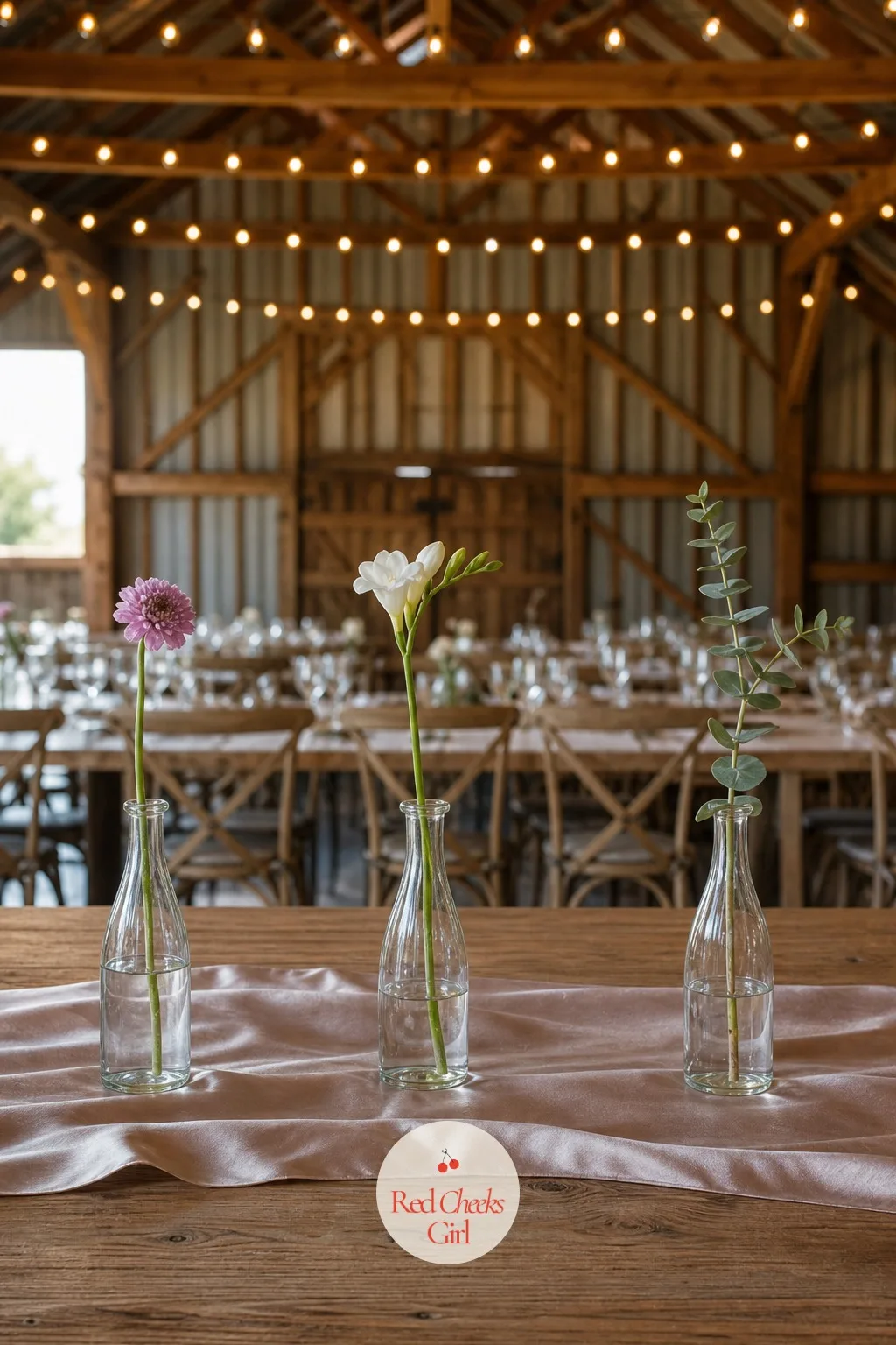 Bud Vase Trio, One Stem Each — One vase can feel like it is trying too hard to be the whole show. Minimalist wedding table decor