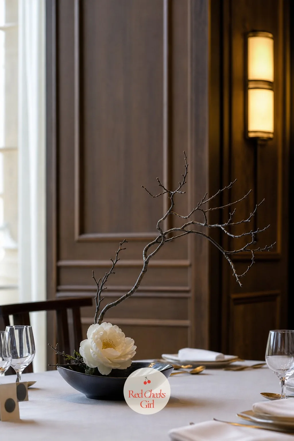 Japanese-Inspired Ikebana Arrangement — If a dozen roses feel like too much noise, ikebana is the opposite argument: one curved branch, one bloom, a lot of