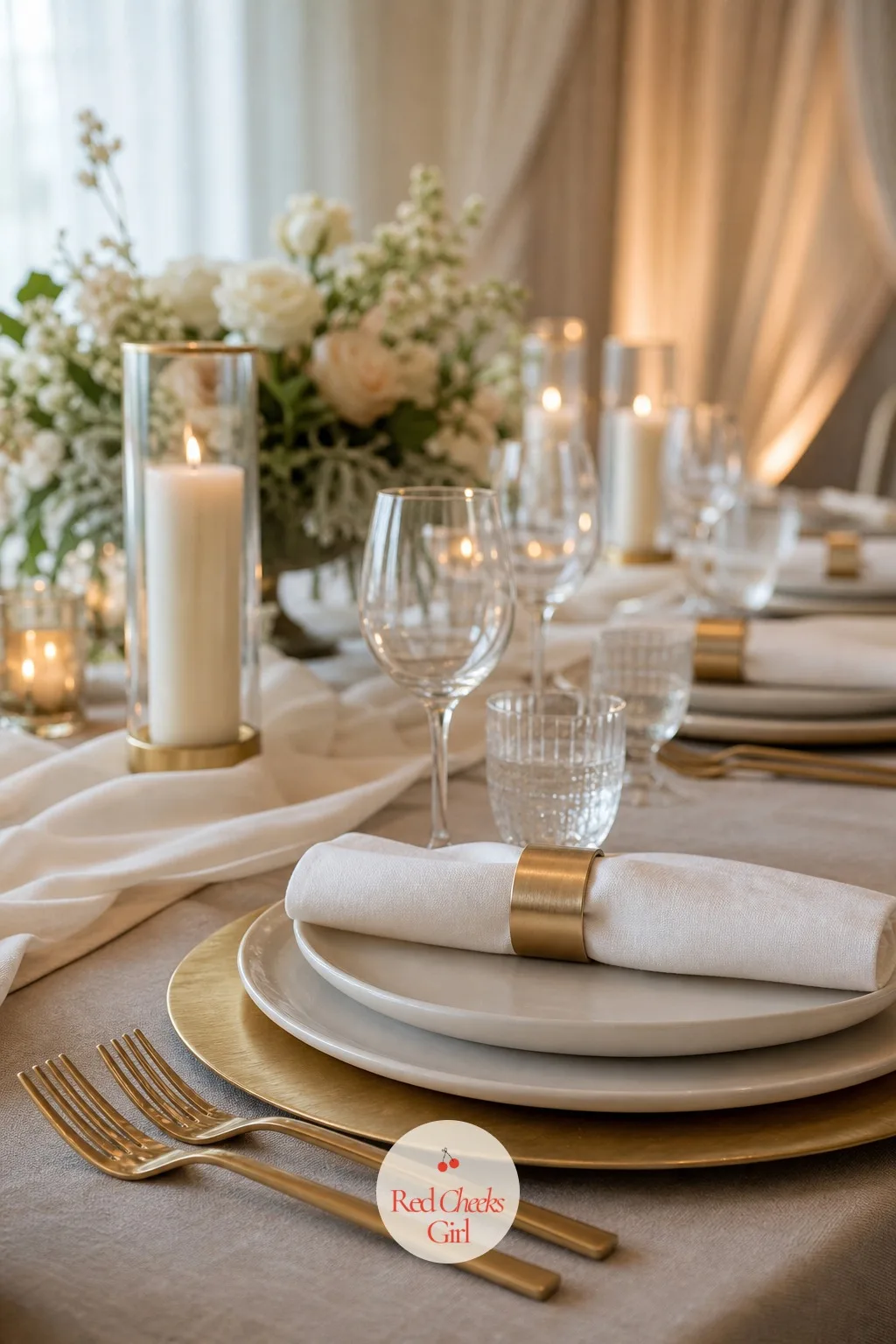 Linen Napkin Ring in Brushed Gold — A plain folded napkin can look like someone ran out of time halfway through setting the table. Minimalist wedding table