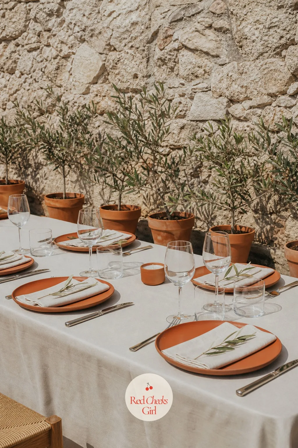 Terracotta and Cream Table — A minimalist table does not have to mean cool tones. Minimalist wedding table decor