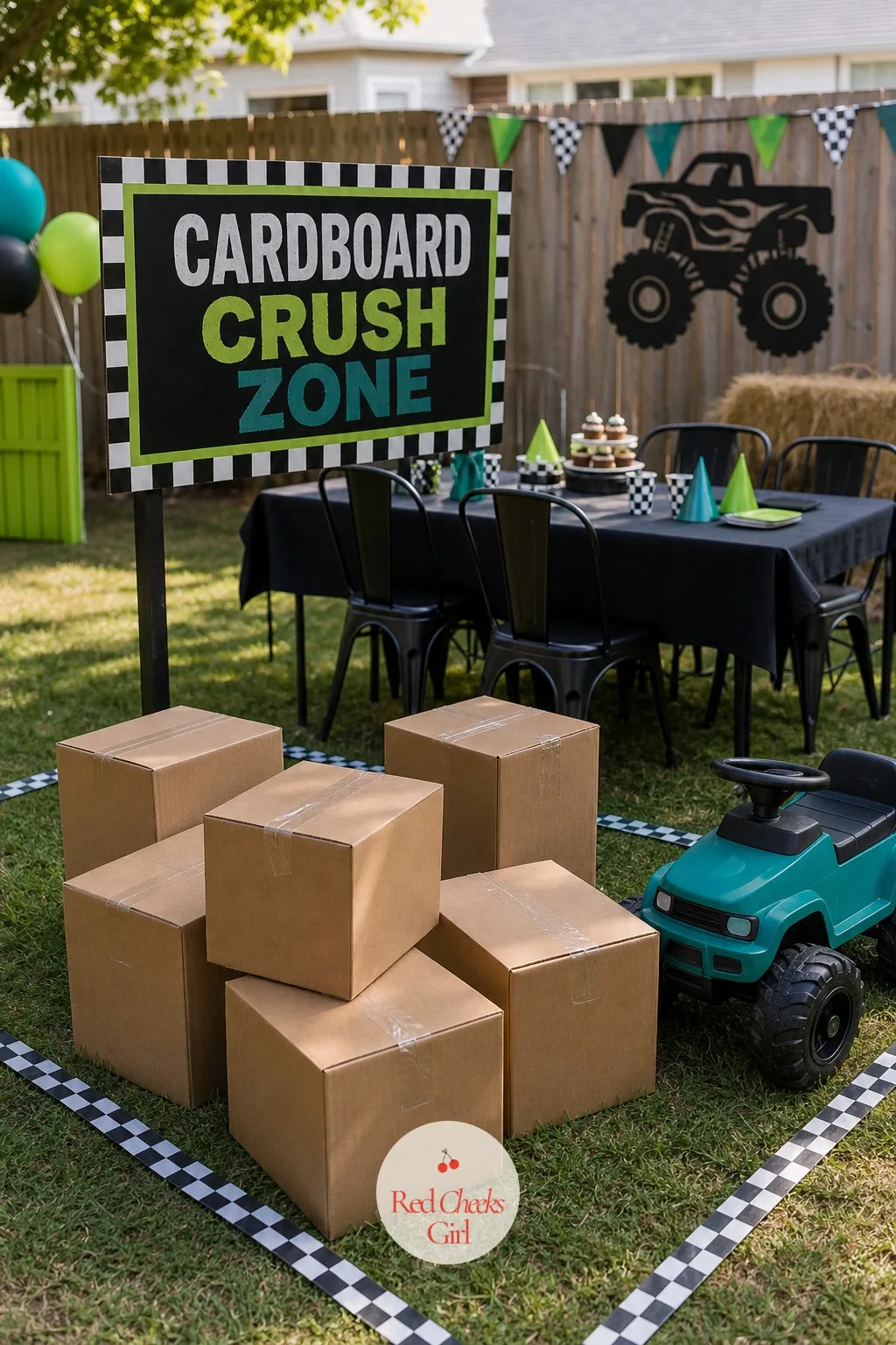 Cardboard Crush Zone — Every kid who loves monster trucks wants to watch something get flattened, and this costs nothing but a week of saved delivery boxes.