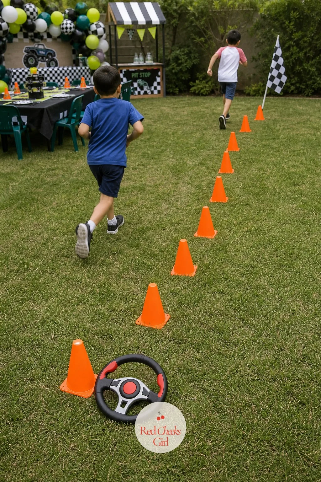 Monster Truck Steering Relay Race — For the group that has not stopped moving since they arrived, this burns off exactly that energy. Monster truck birthday