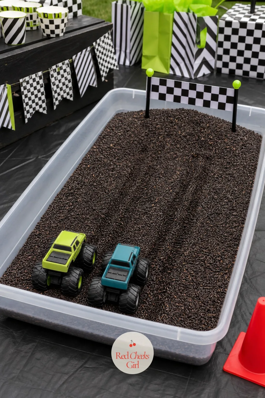 Mud Pit Truck Race — No actual mud required, which is the whole appeal for the parent who has to clean the patio afterward. Monster truck birthday party ideas