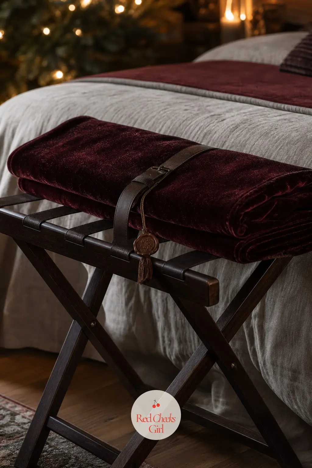 The Luggage Rack at the Foot of the Bed — A folding luggage rack gives a houseguest somewhere to actually put a suitcase instead of the floor, and dressing it