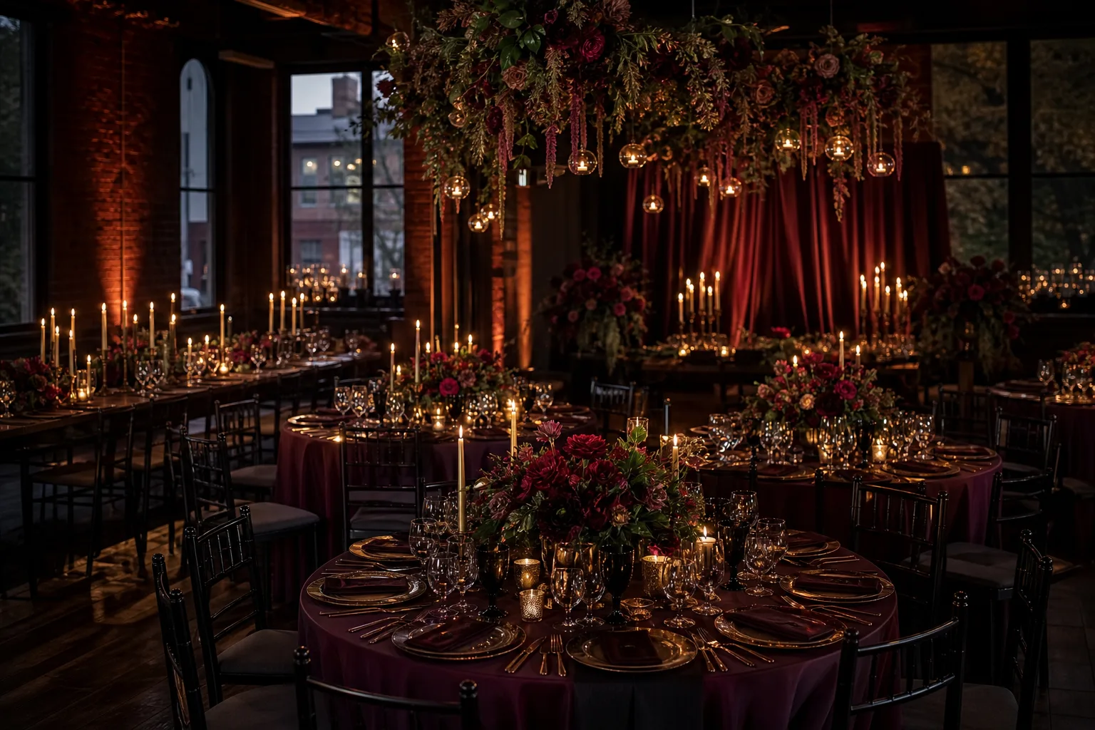 24 Moody Romantic Wedding Decor Ideas With Deep Florals and Candlelight