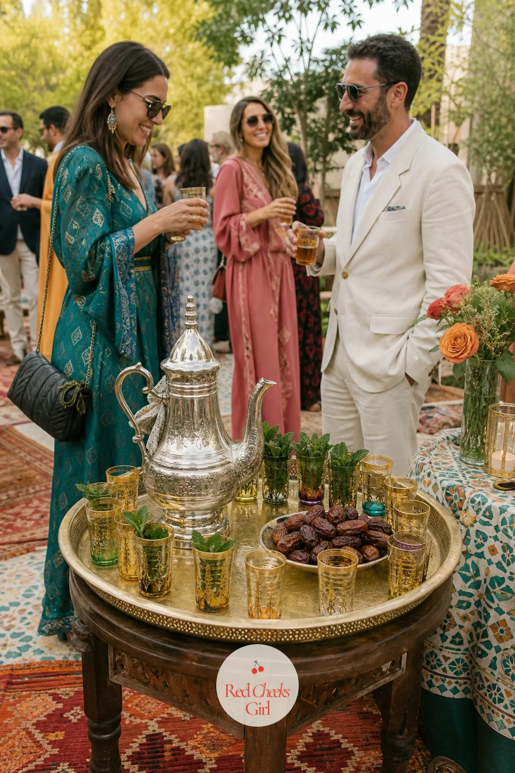 A Mint Tea Welcome Station — Guests arriving from the ceremony often have ten minutes with nothing to do but stand around. Moroccan wedding
