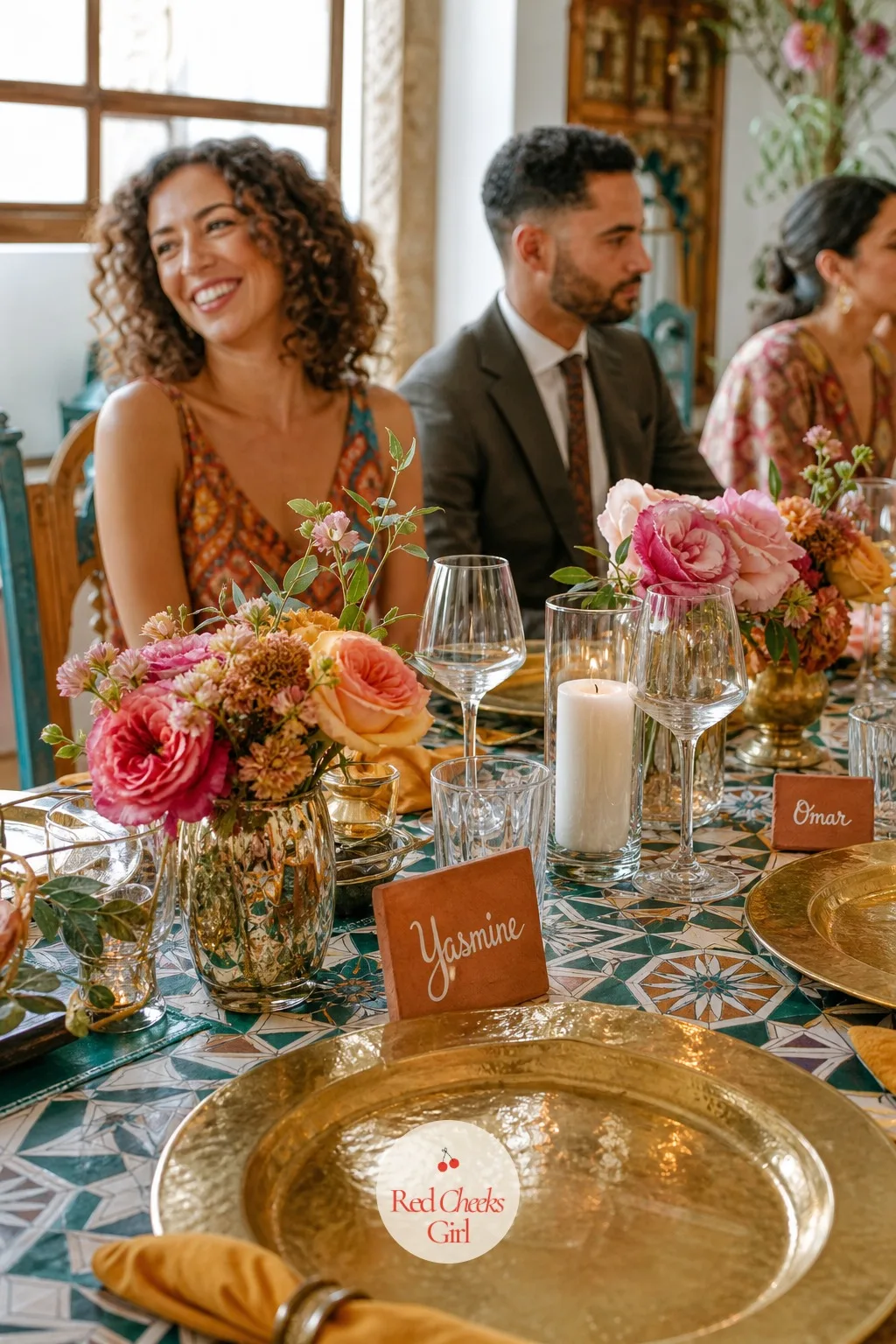 Place Cards on Small Tiles — Printed card place settings are tidy but say nothing about where a guest has landed. Moroccan wedding