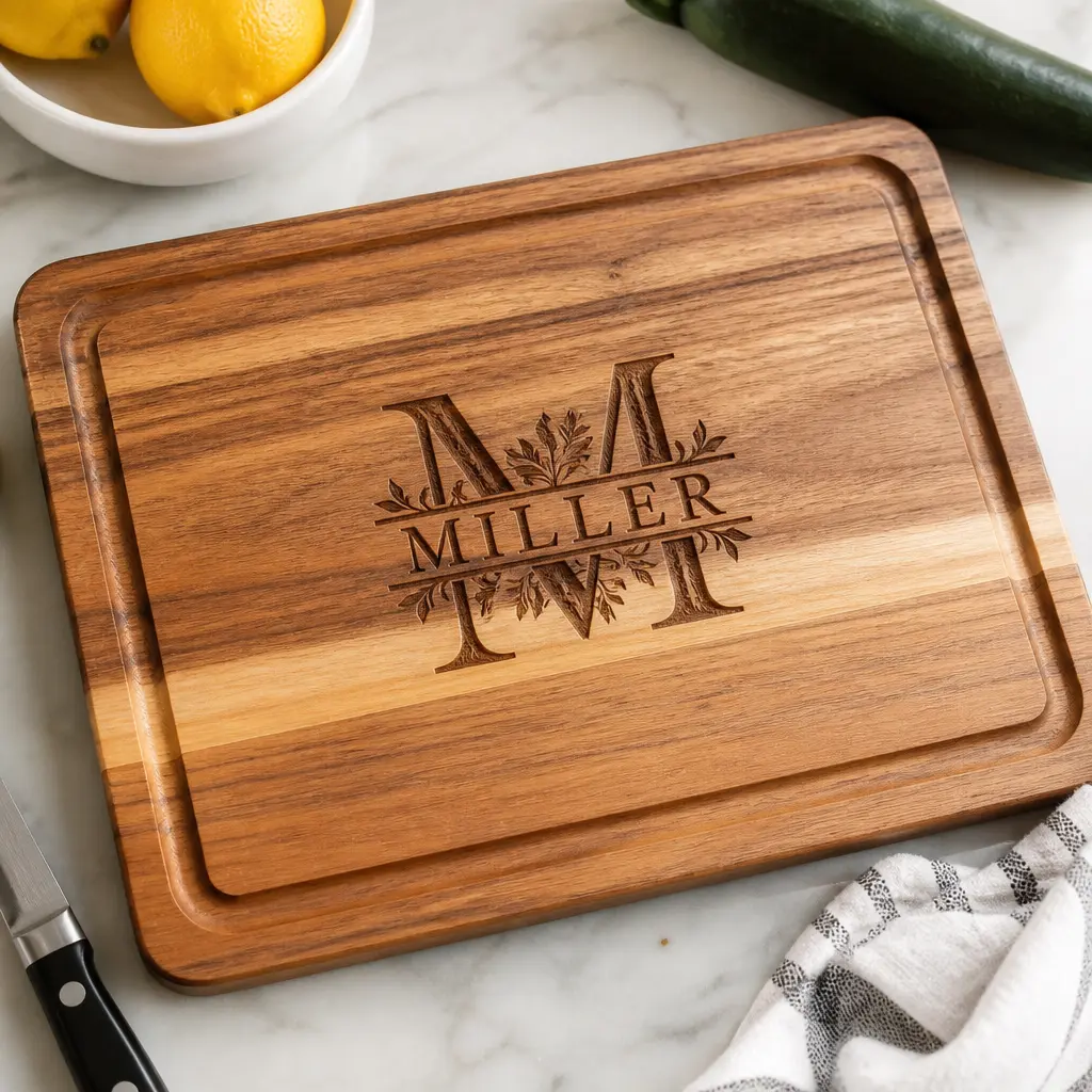 Engraved Cutting Board — A wood cutting board engraved with her family name or a favorite recipe in her own handwriting. Mother in law christmas gift ideas
