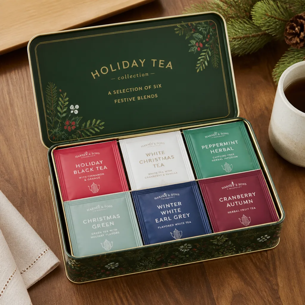 Holiday Tea Sampler — A tin of assorted holiday teas, spiced and herbal, meant for slow mornings through January. Mother in law christmas gift ideas