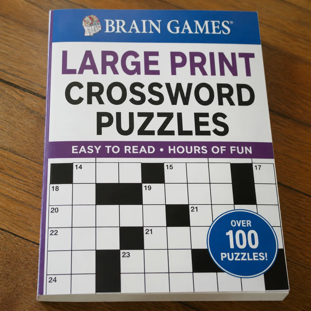 Large Print Crossword Book — A thick book of crossword puzzles in large, easy on the eyes print, built for slow afternoons by the window. Mother in law