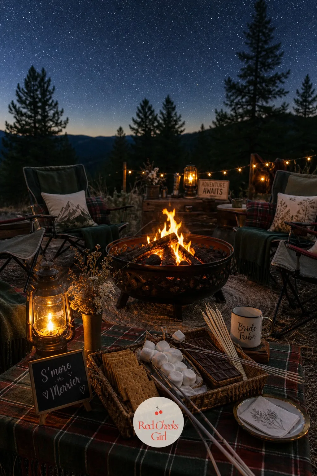 Campfire With S'mores — This is the moment the whole weekend has been pointing toward, so let it stay simple. Mountain bachelorette party theme