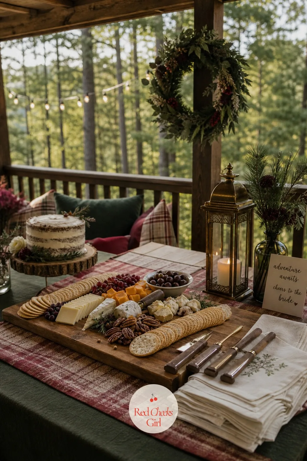 A Cheese And Cracker Board For The Porch — Not everyone wants cake first thing, so give the porch its own board of something savory. Mountain bachelorette