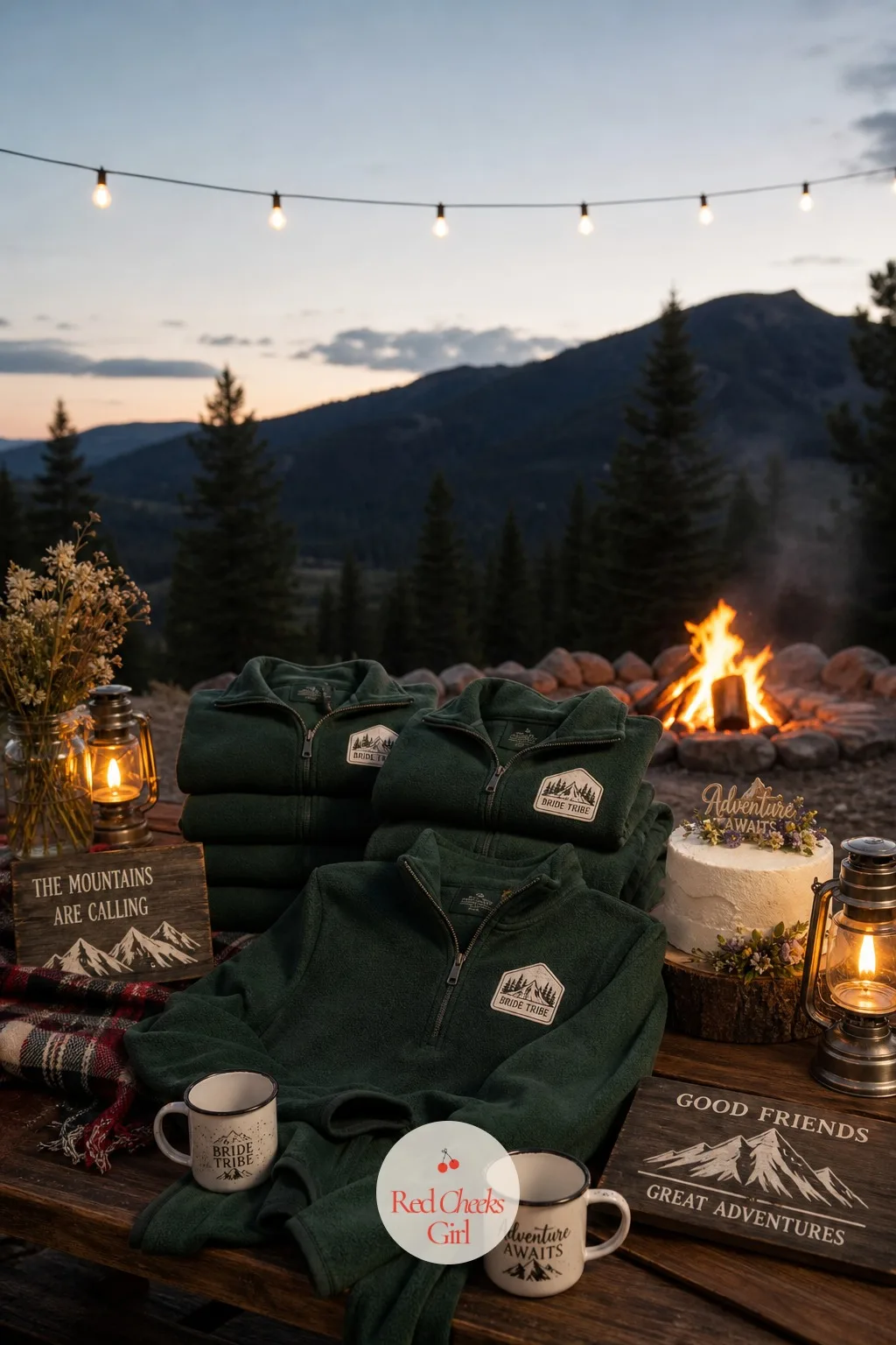 Matching Fleece Pullovers — Half the group will say no to matching shirts on principle, until they see these. Mountain bachelorette party theme