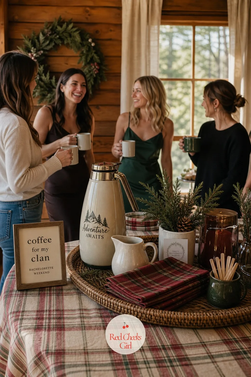 A Plaid Coffee Station — Someone always needs coffee in hand before she can play a single game, so set this up the night before. Mountain bachelorette party