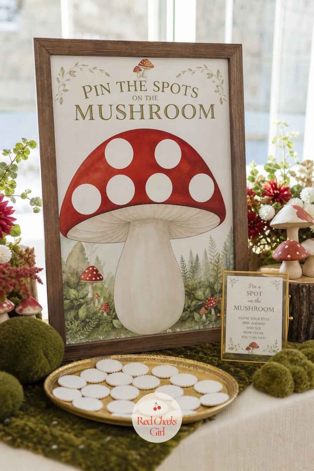 Pin the Spots on the Mushroom — A twist on a party classic that fits the theme instead of fighting it. Mushroom baby shower theme
