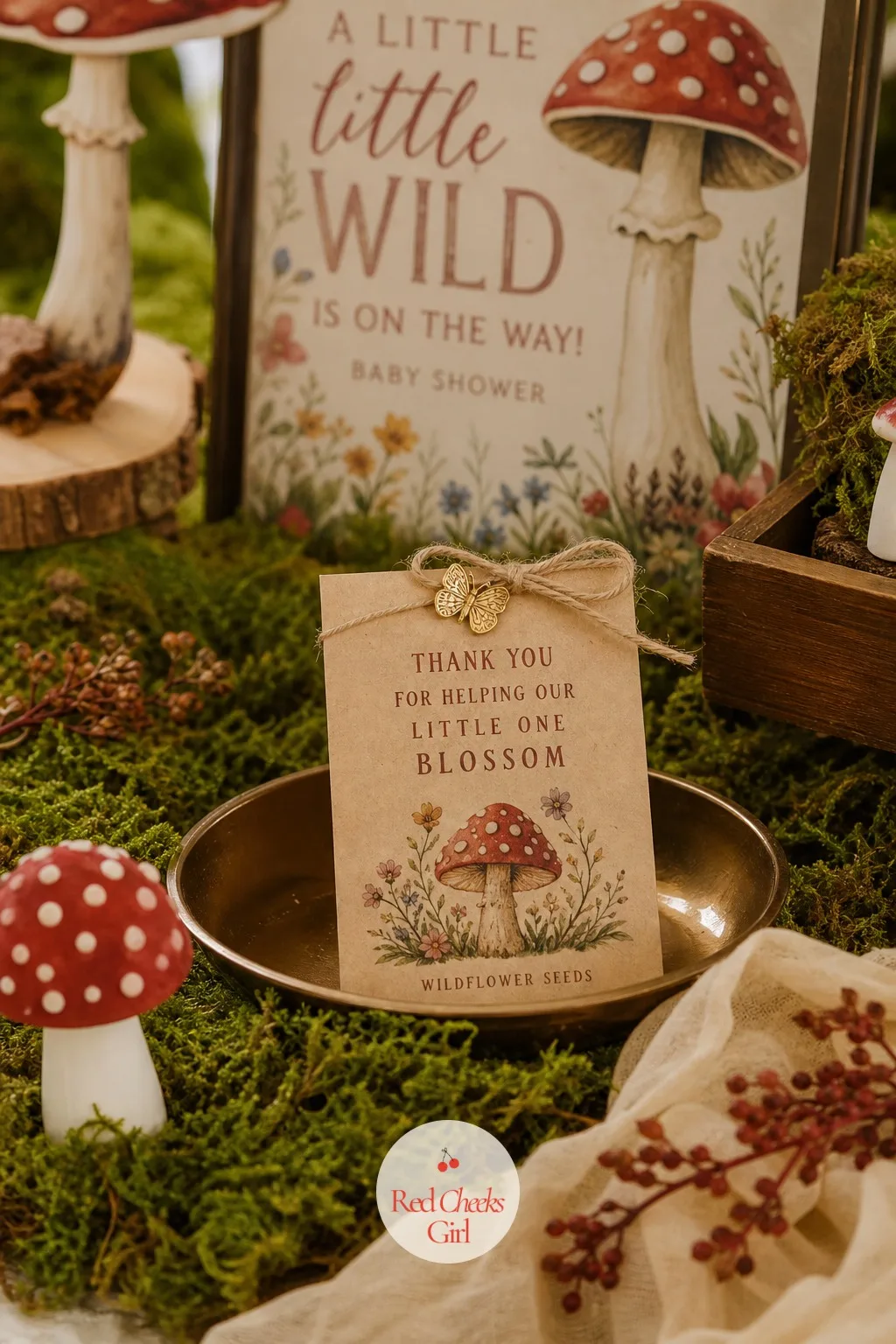 Wildflower Seed Packet Favor — This one keeps giving long after the party ends, which is more than most favours can claim. Mushroom baby shower theme