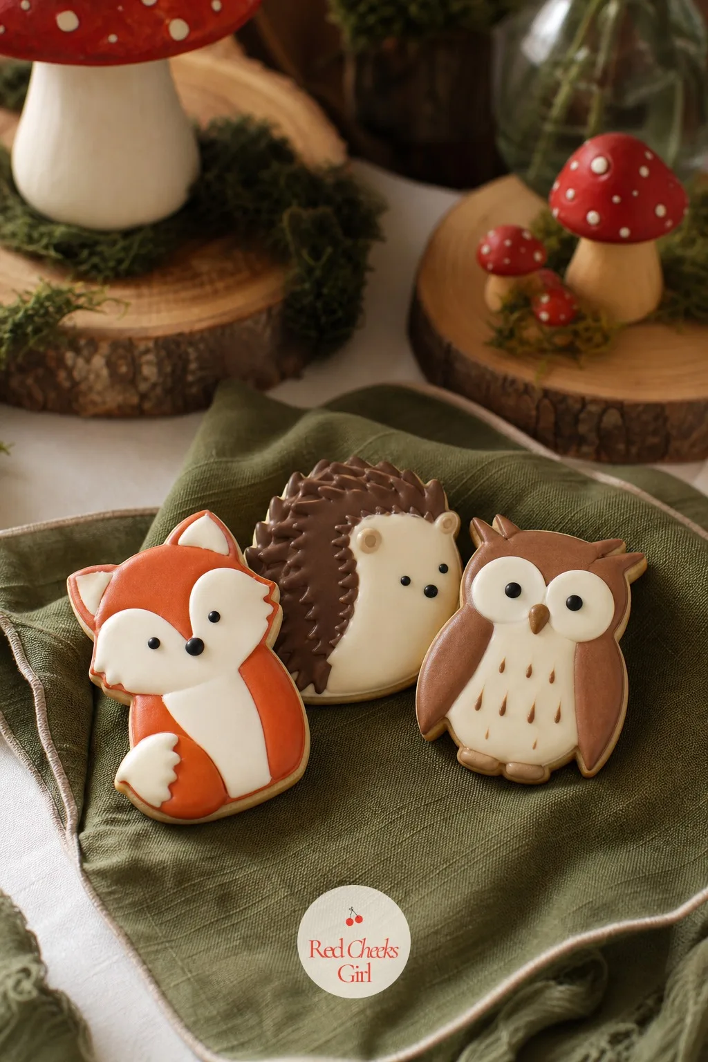 Woodland Critter Cookies — The forest needs more than fungi in it. Mushroom baby shower theme