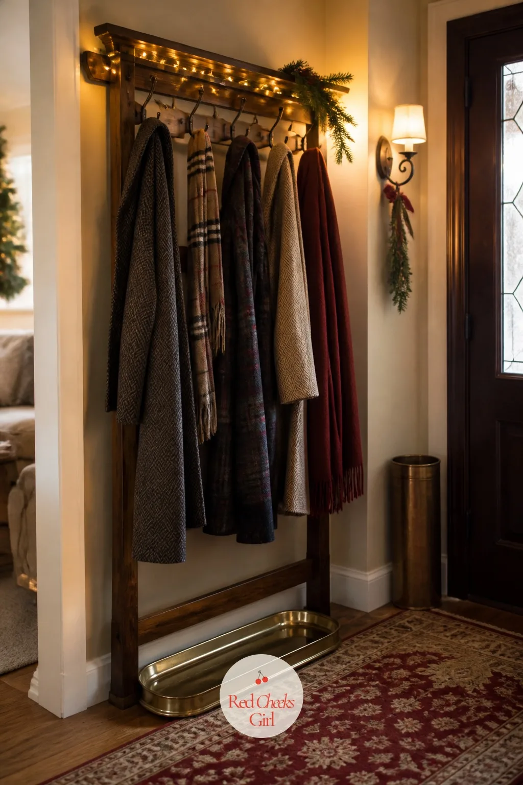 The Coat Pile Corner — Every big family Christmas has a coat pile threatening to become its own guest, and a free-standing rack solves it before it starts.