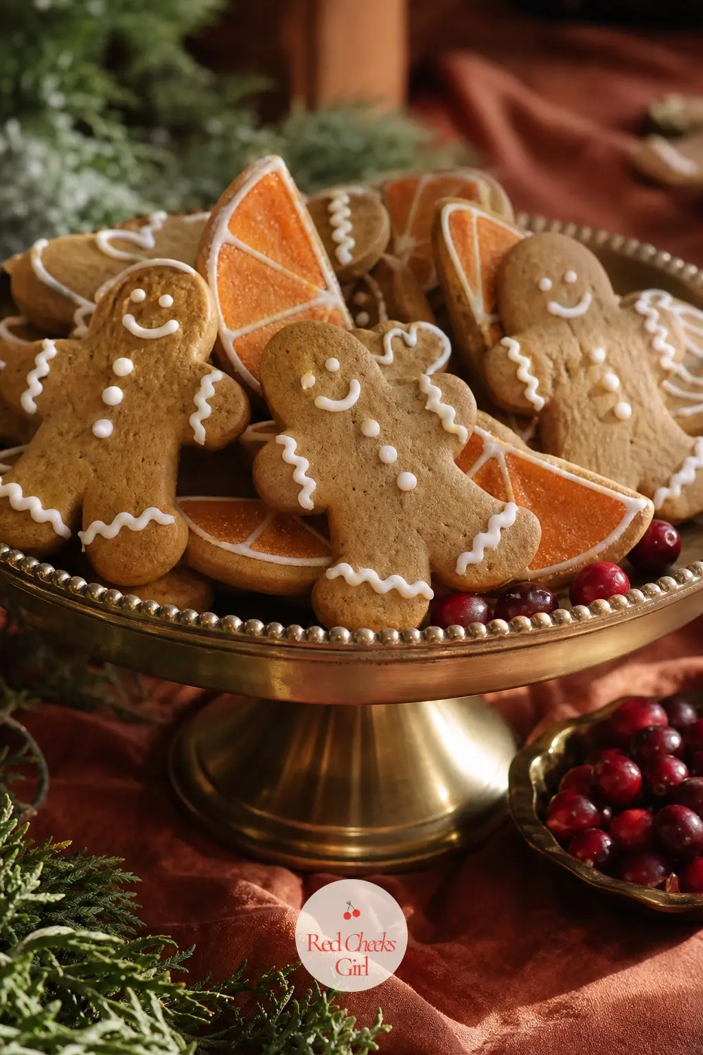 Dessert in the Same Rust and Green — Gingerbread and a cake with a cranberry glaze cover the green and rust without any extra styling, but the motif gets its
